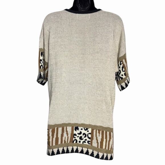 VTG NOVELTY ANIMAL PRINT SWEATER 80s 90s JUNGLE SAFARI LION TIGER GIRAFFE SZ L - Picture 4 of 5